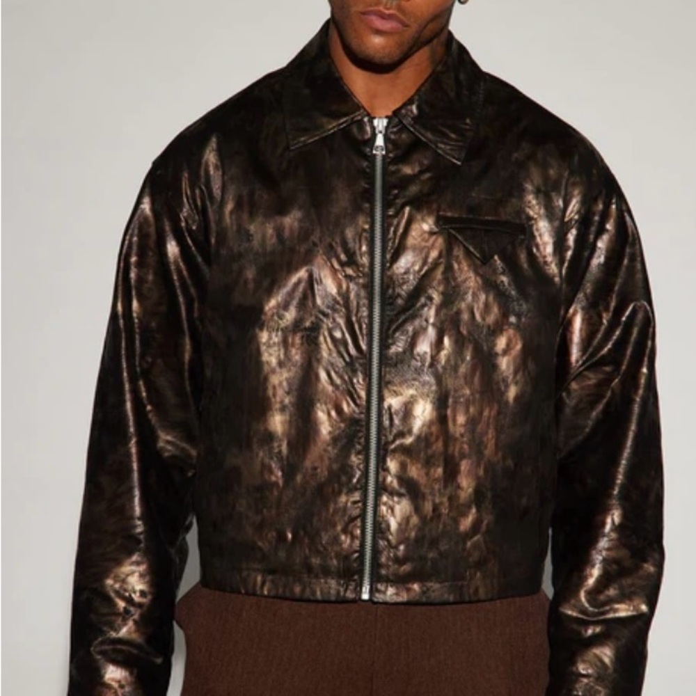 Fashion Nova Men's Metallic Brown/Black Jacket